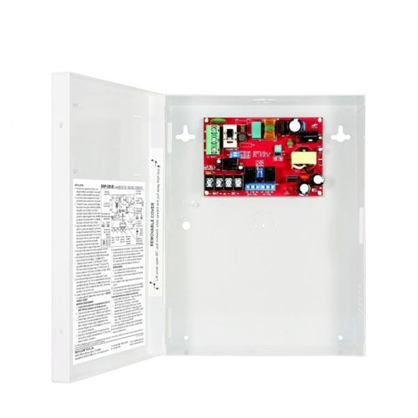 Access Control Power Supply in enclosure. 12 or 24 VDC output voltage. 1 Output, 3A at 12VDC